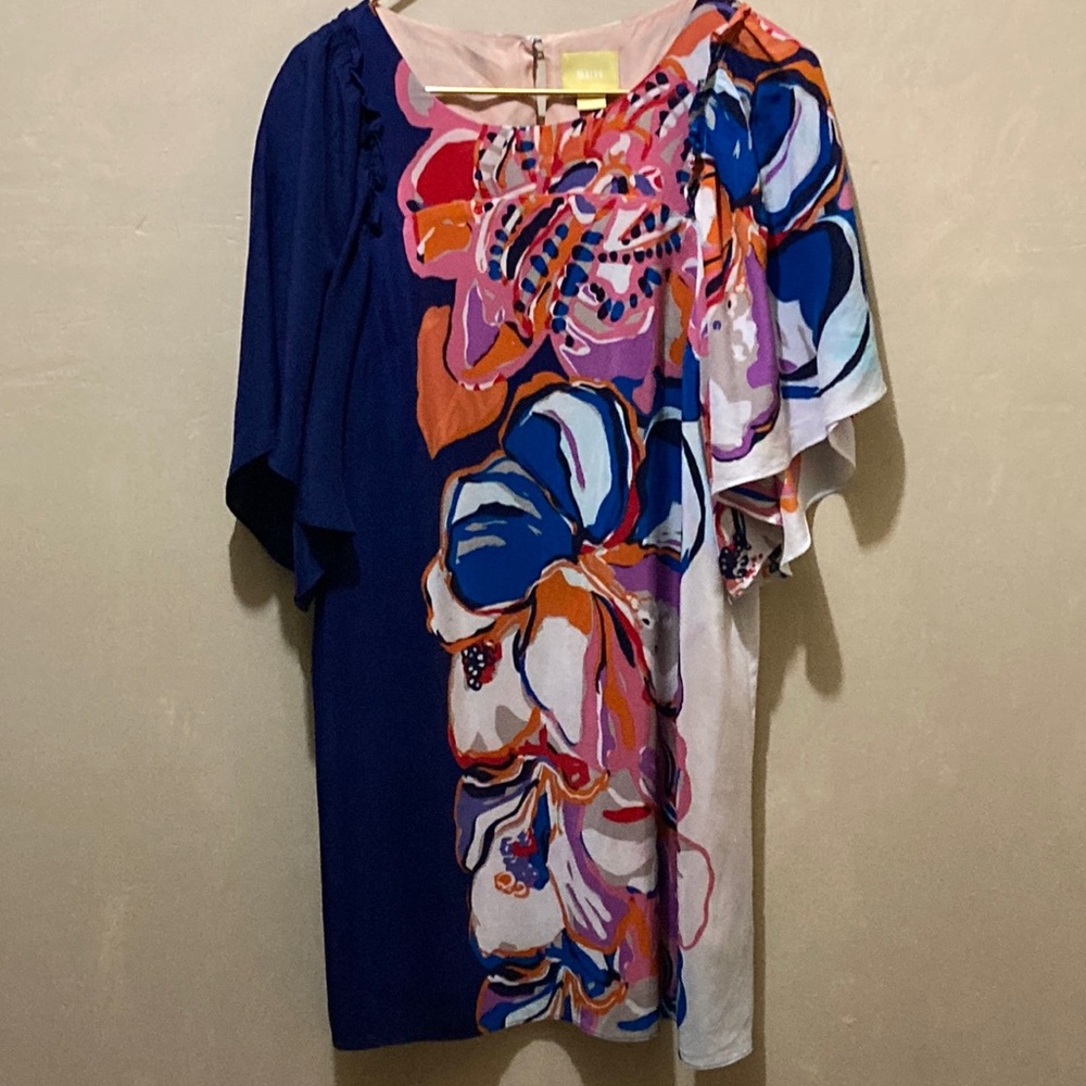 Maeve Anthropologie Vero shift floral silk dress